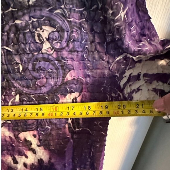 NWT NOTATIONS XL Top Shirt Blouse RUFFLED CHAIN Print PURPLE Iconic Class! - Picture 5 of 8